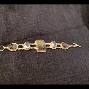 Vintage carved Amethyst & sterling silver bracelet